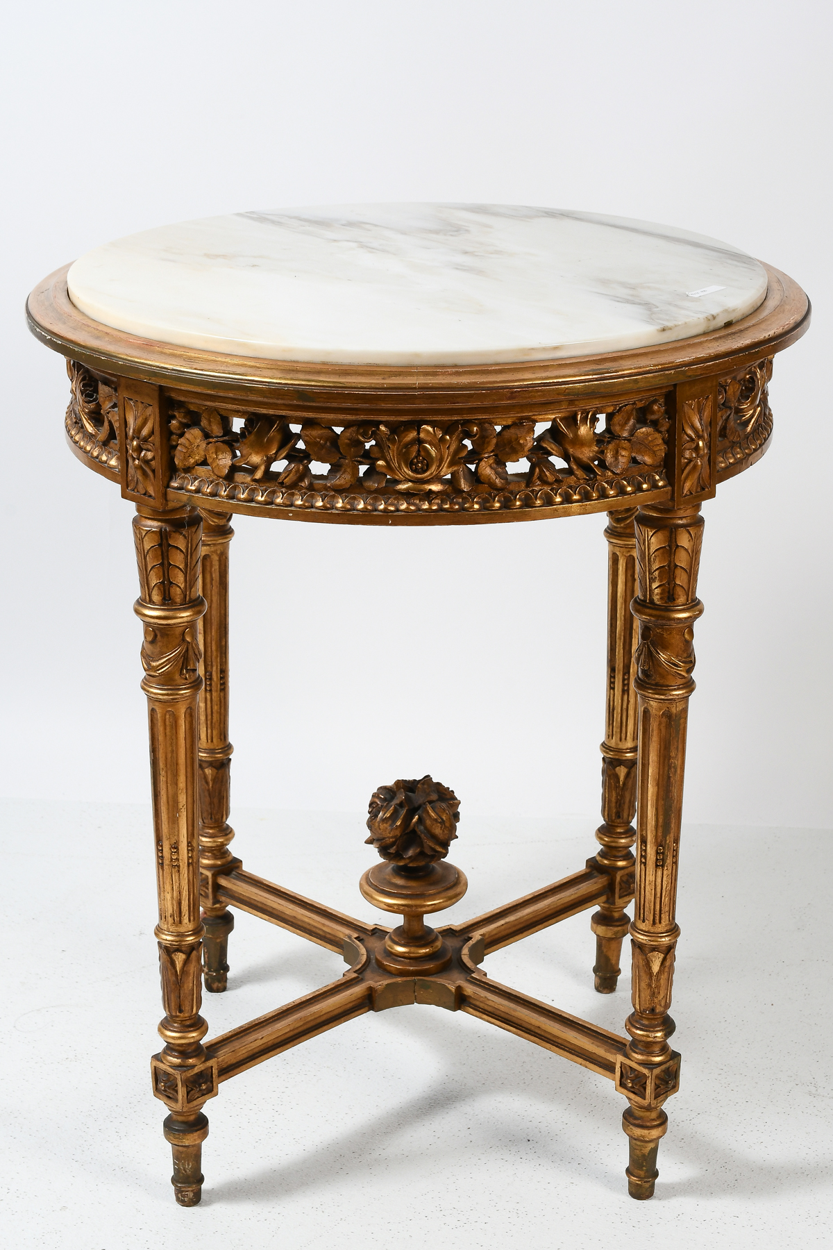 FRENCH CARVED & GILT MARBLE TOP