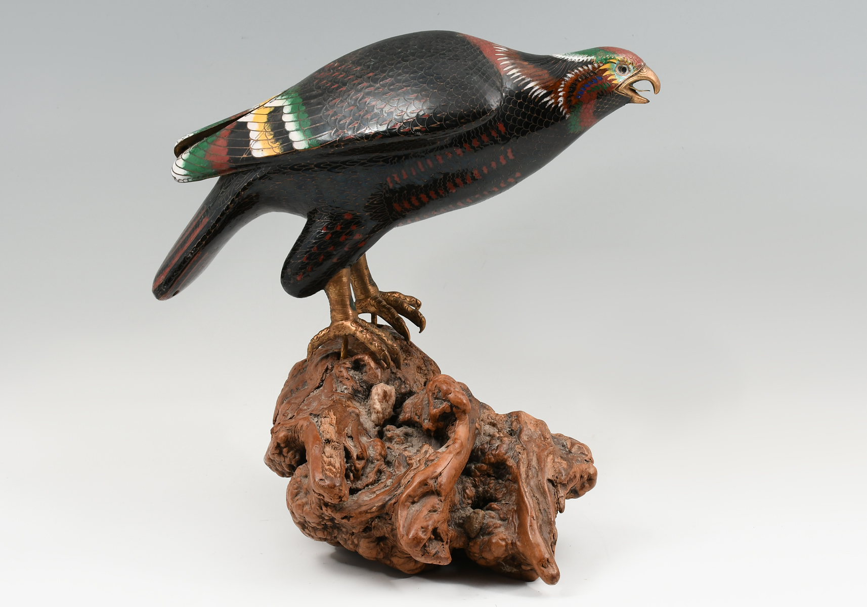 LARGE CHINESE CLOISONNE FALCON