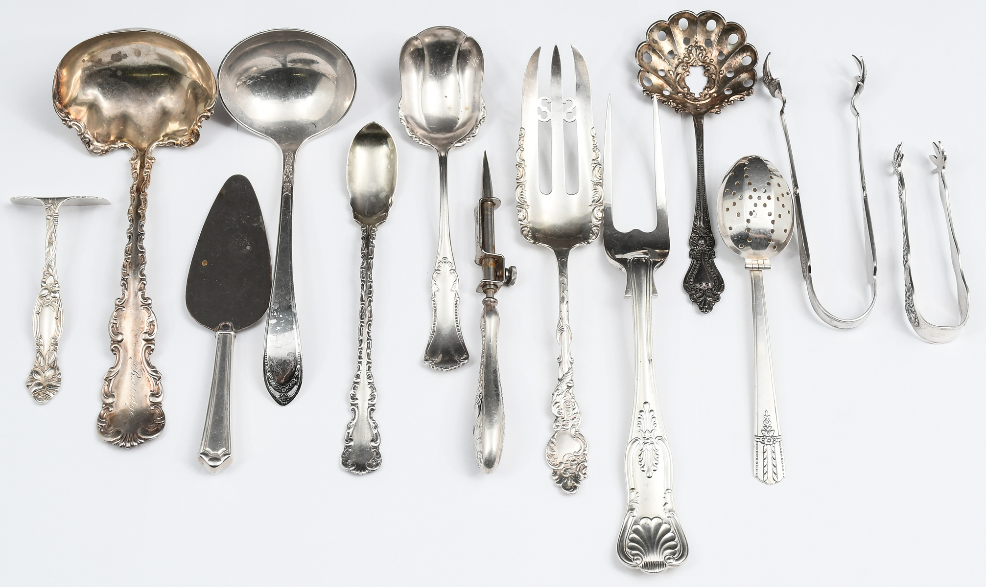 13 PC. STERLING SILVER SERVING PIECES: