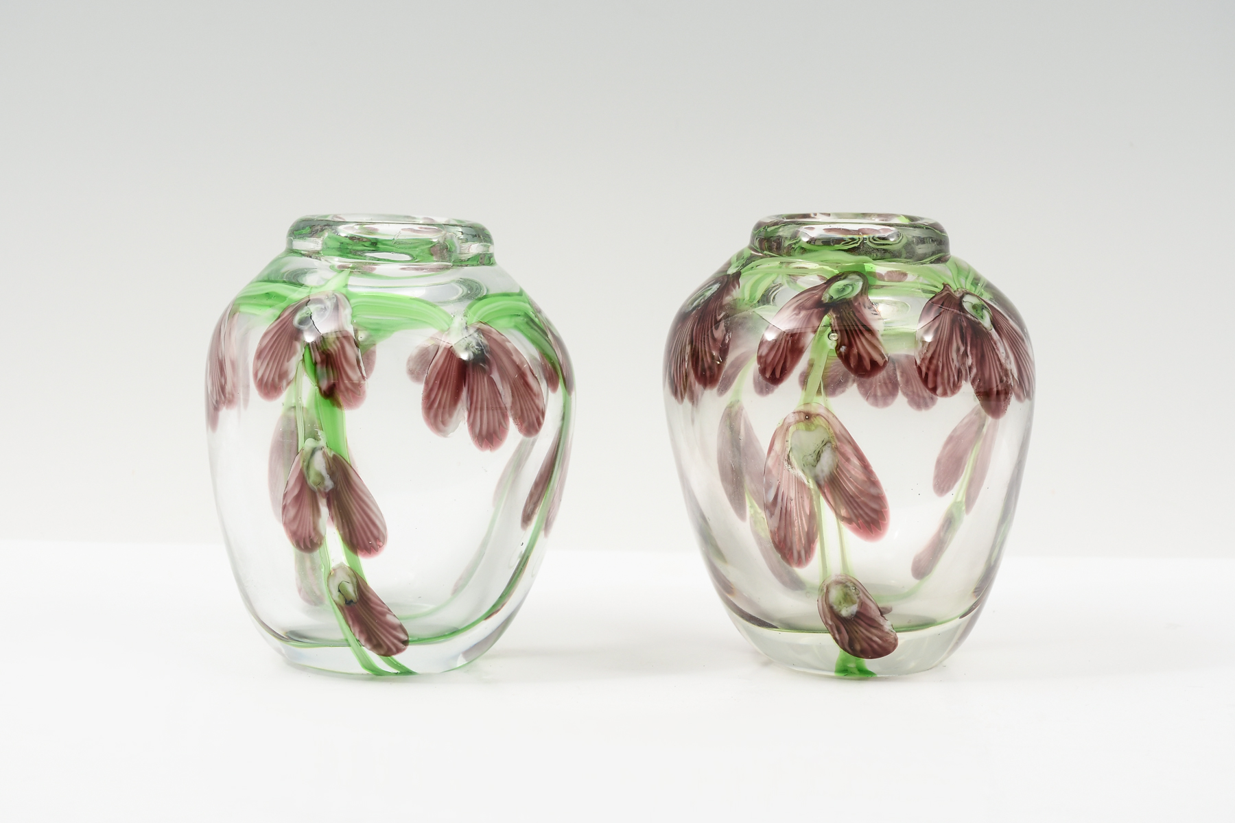 PAIR OF DANIEL SALAZAR ART GLASS