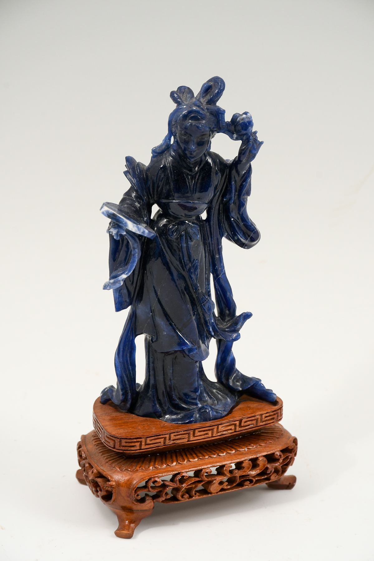 CHINESE CARVED LAPIS QUAN YIN ON 2ed148