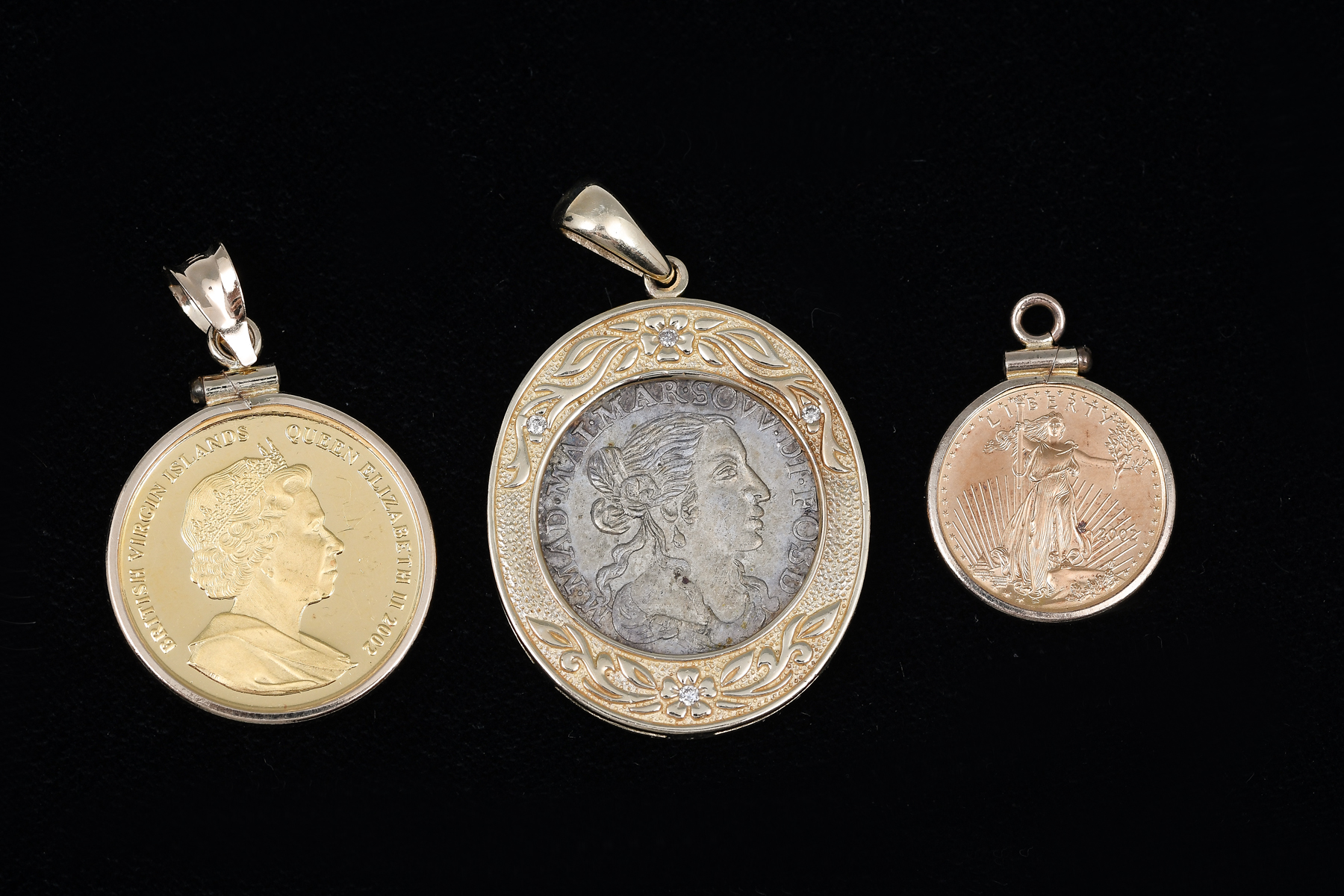 3 PC GOLD SILVER COIN PENDANTS  2ed161