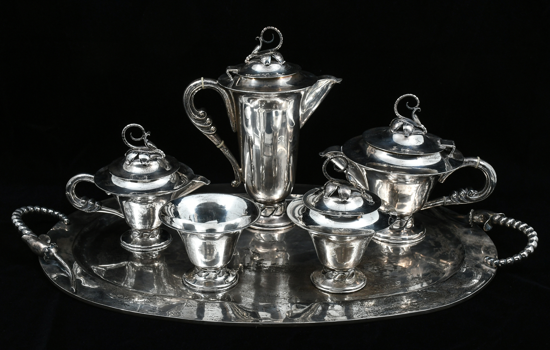 6 PC MEXICAN STERLING TEA SERVICE  2ed19d