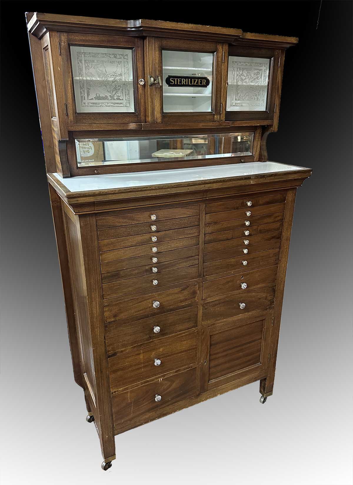 DENTAL CABINET: This antique oak dental