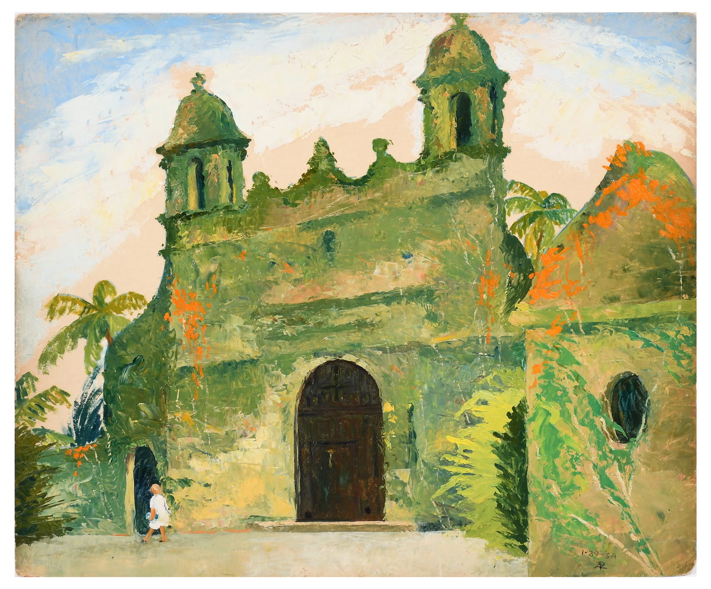 PLYMOUTH CHURCH COCONUT GROVE PAINTING  2ed24a