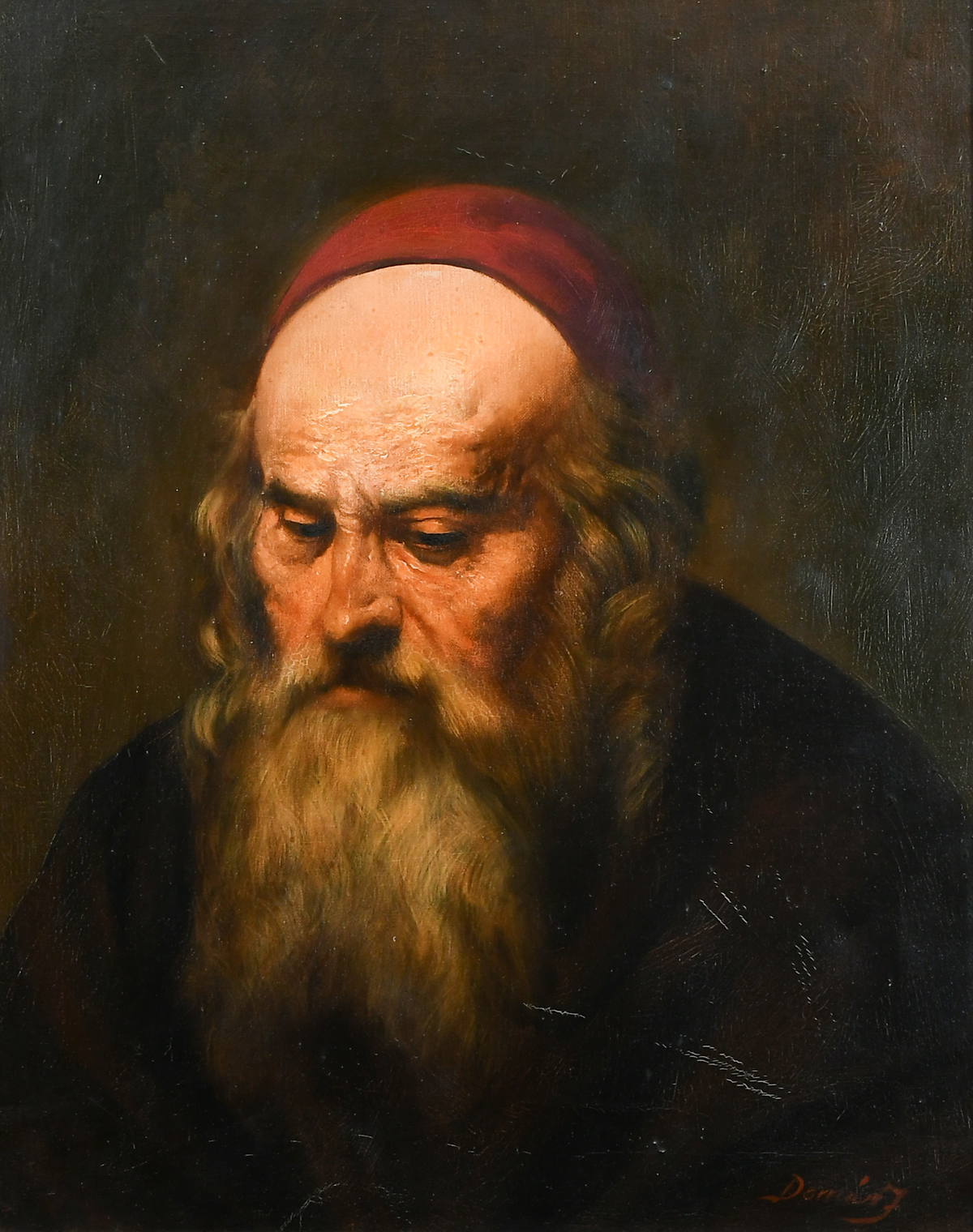 PORTRAIT PAINTING OF A RABBI SIGNED 2ed255