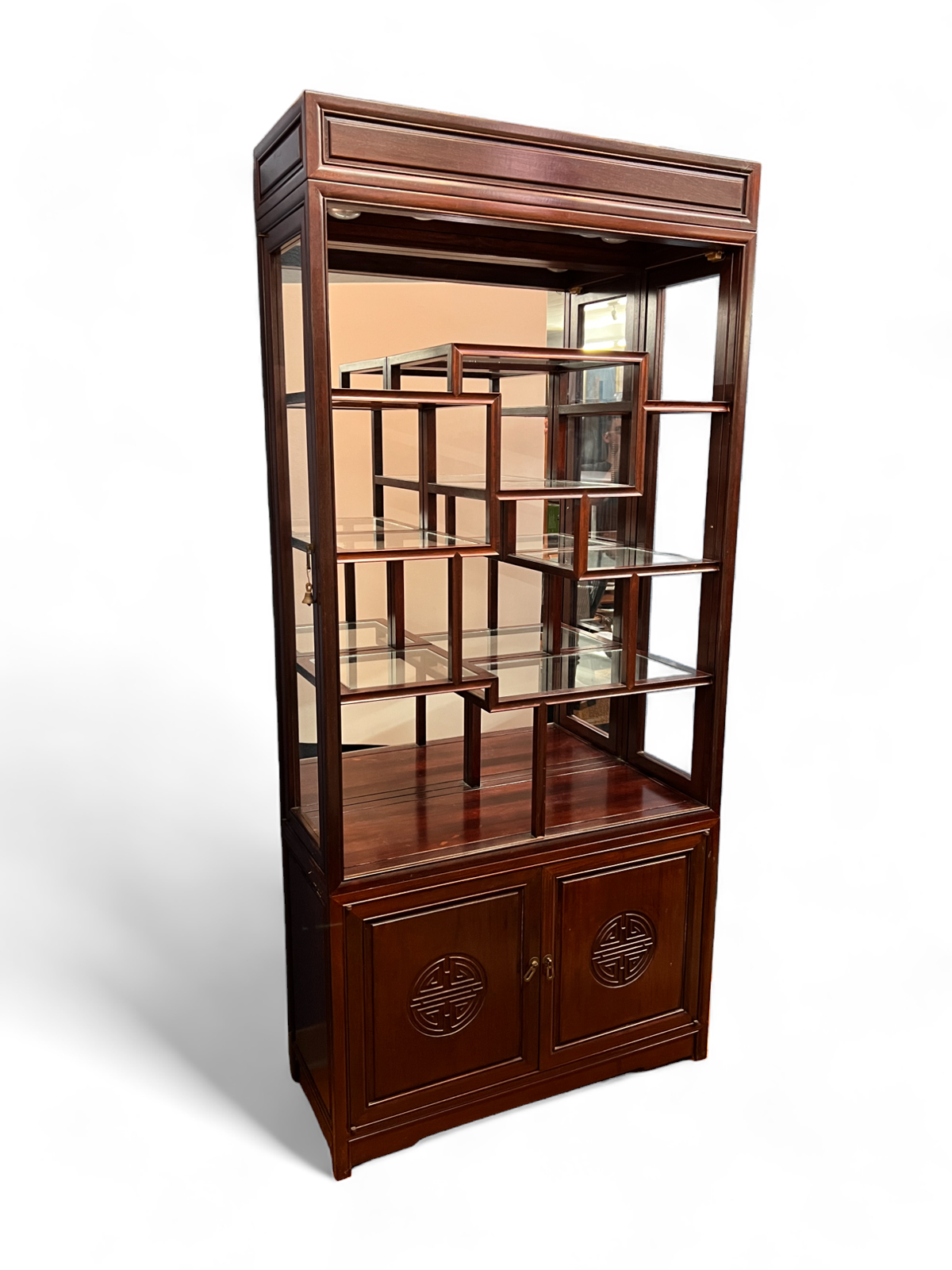 CHINESE ROSEWOOD MIRROR BACK ETAGERE  2ed2c7