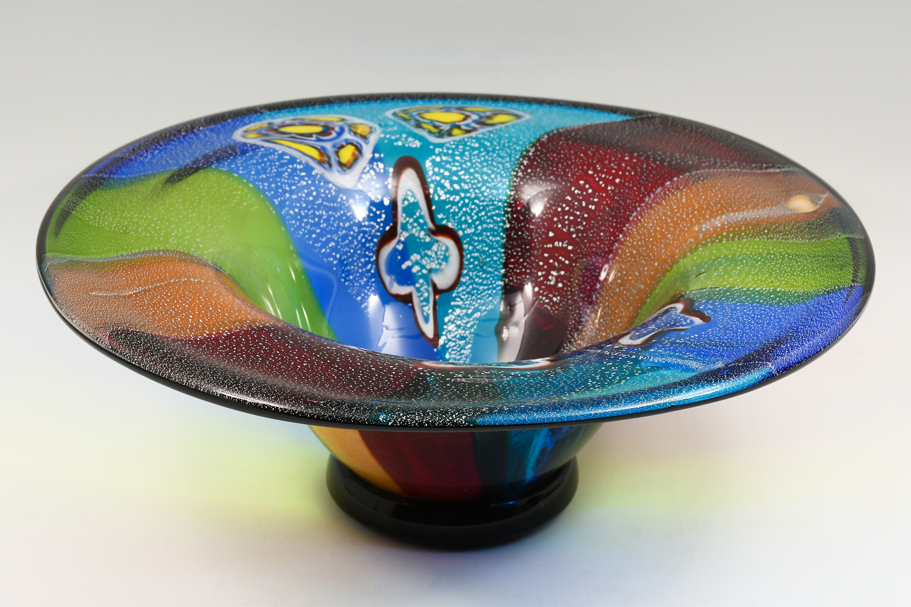 COLORFUL ITALIAN ART GLASS BOWL  2ed2c4