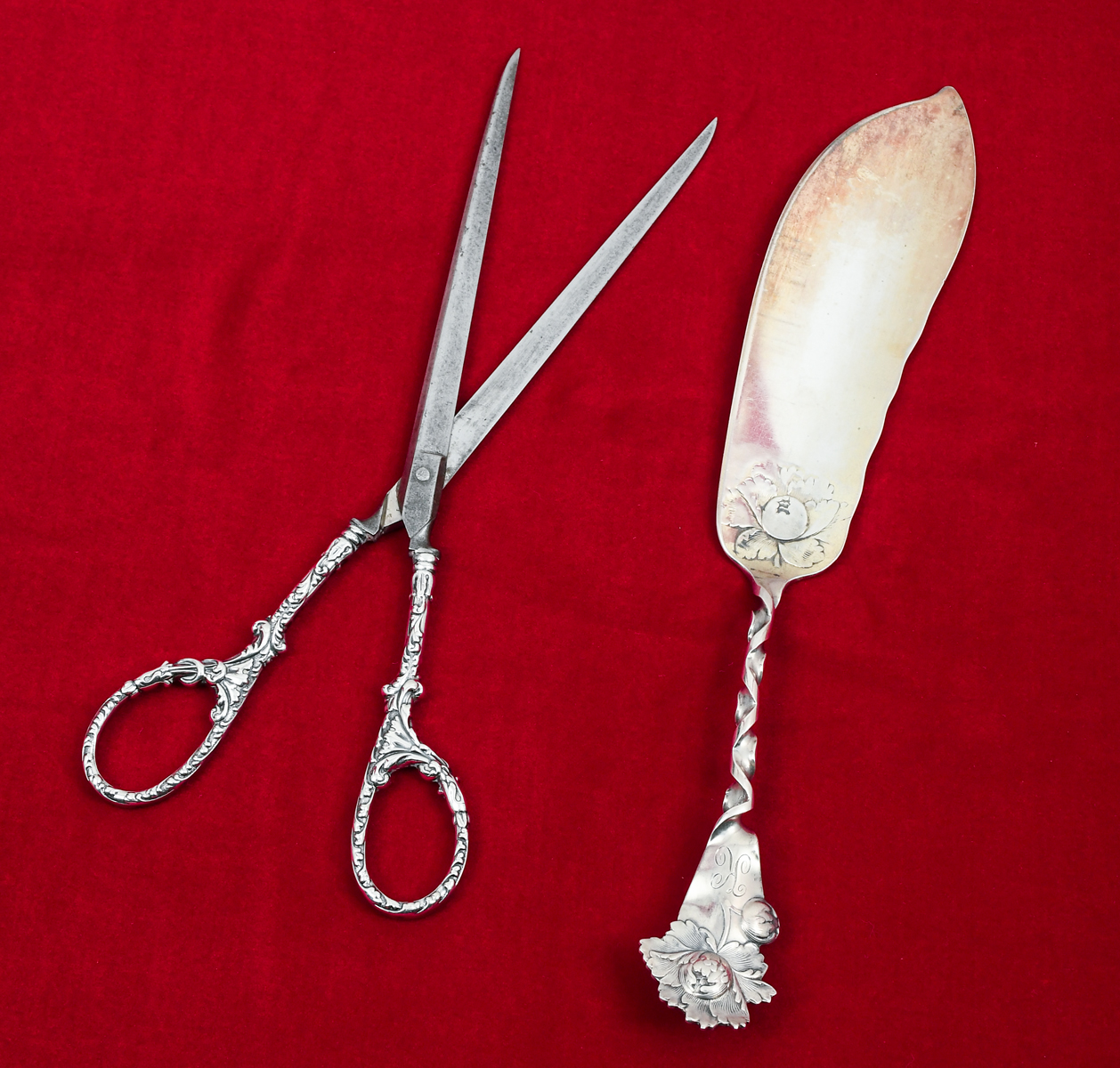 2 PC STERLING SCISSORS AND FISH 2ed305
