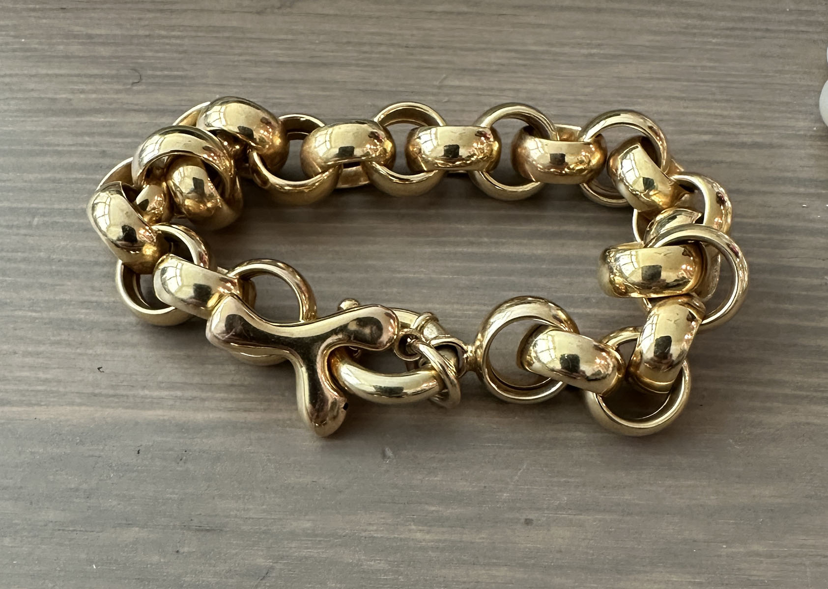 14K GOLD ROLLO CHAIN BRACELET  2ed313