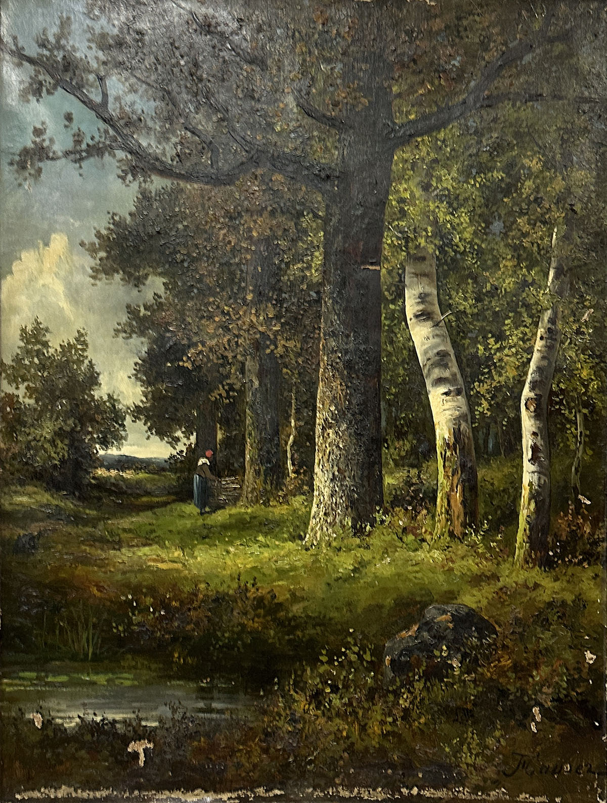 LARGE EUROPEAN LANDSCAPE PAINTING WITH