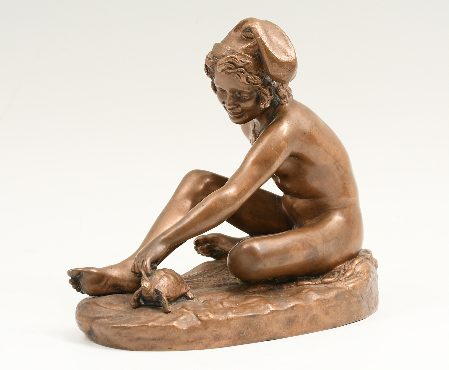 FRANCOIS RUDE BRONZE BOY WITH TORTOISE: