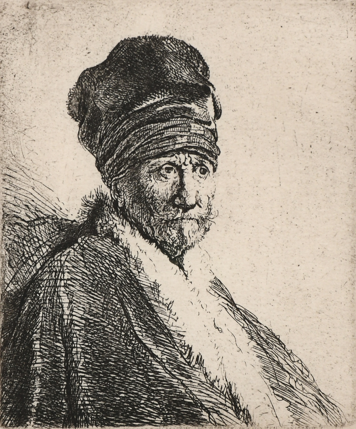 REMBRANDT ETCHING BUST OF A MAN