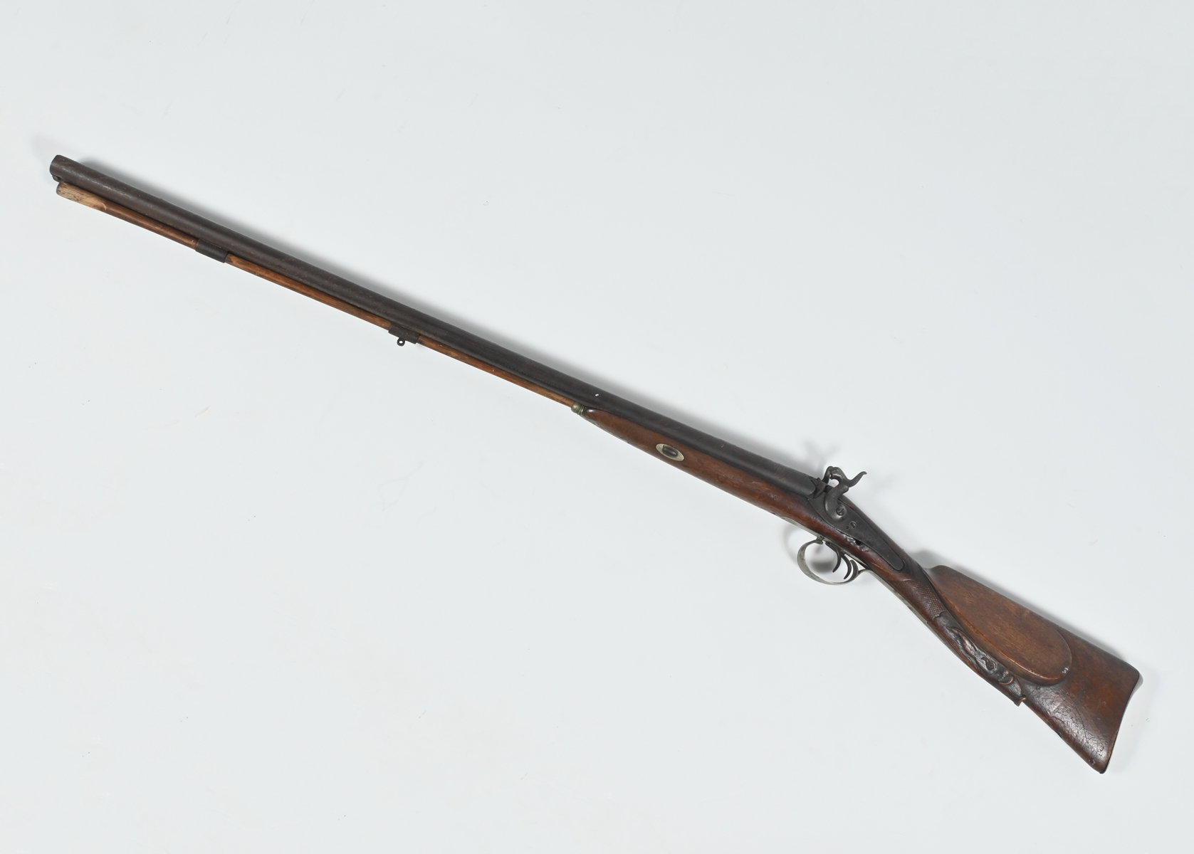 BELGIAN DOUBLE BARREL PERCUSSION RIFLE: