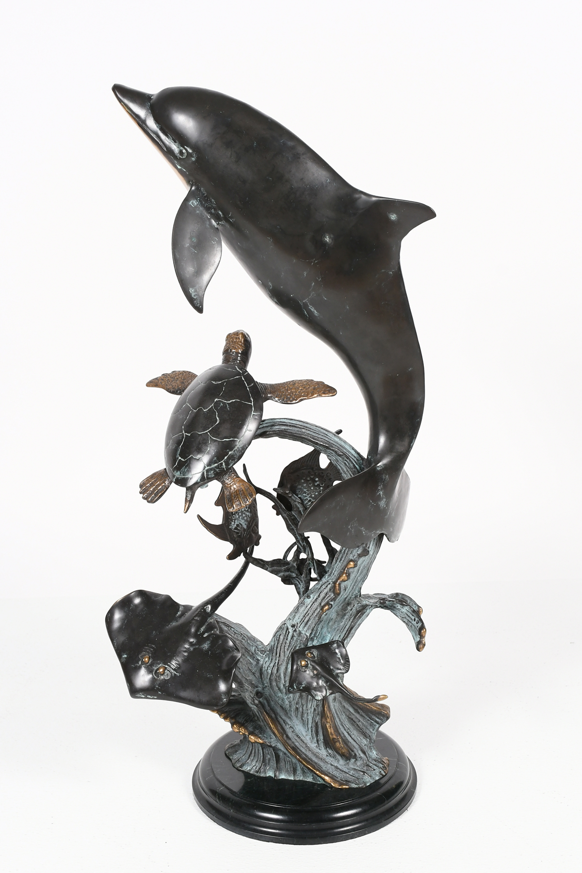 UNDERSEA PATINATED BRONZE W DOLPHIN  2ed44a