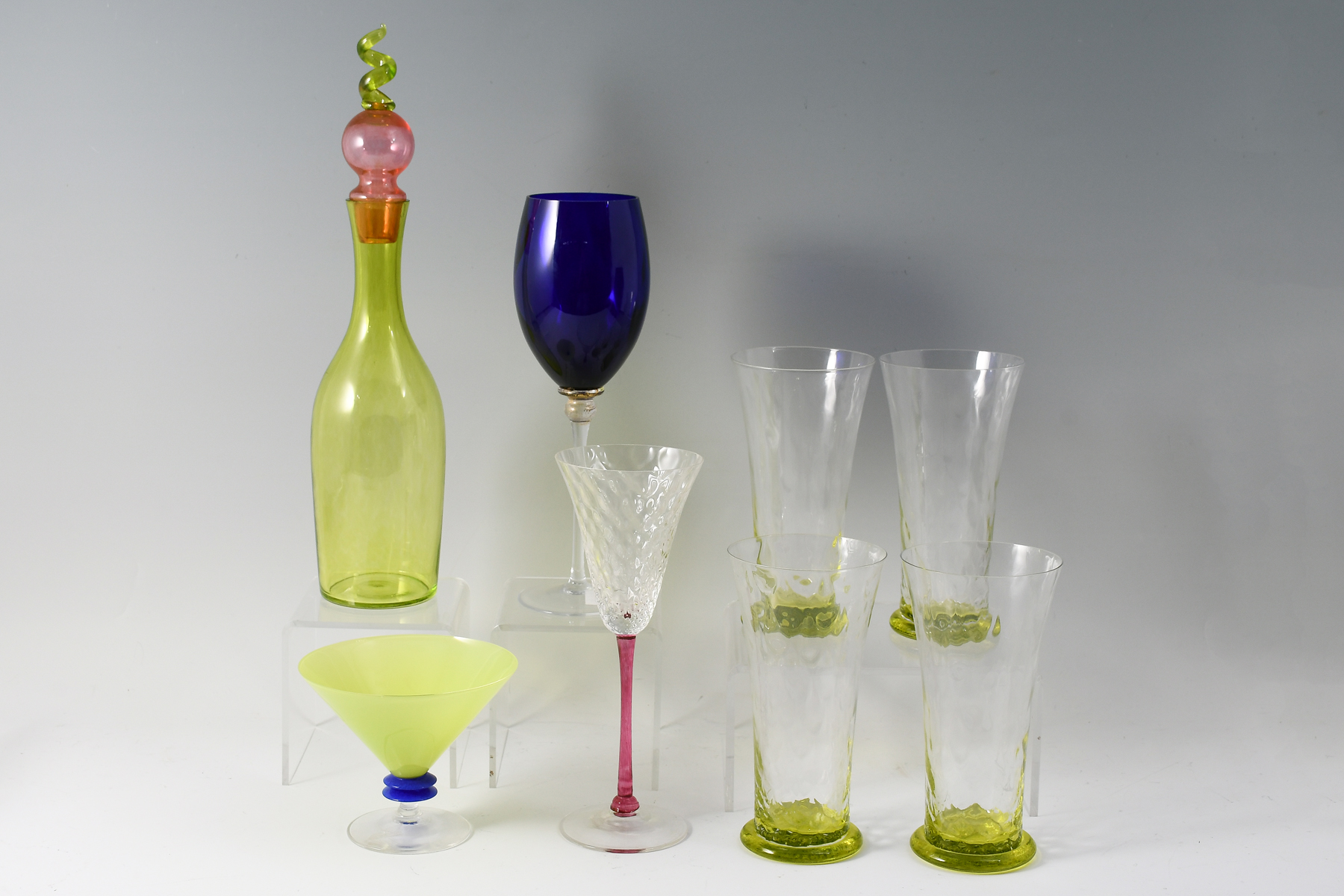 8 PC. UNION STREET GLASS VESSELS: