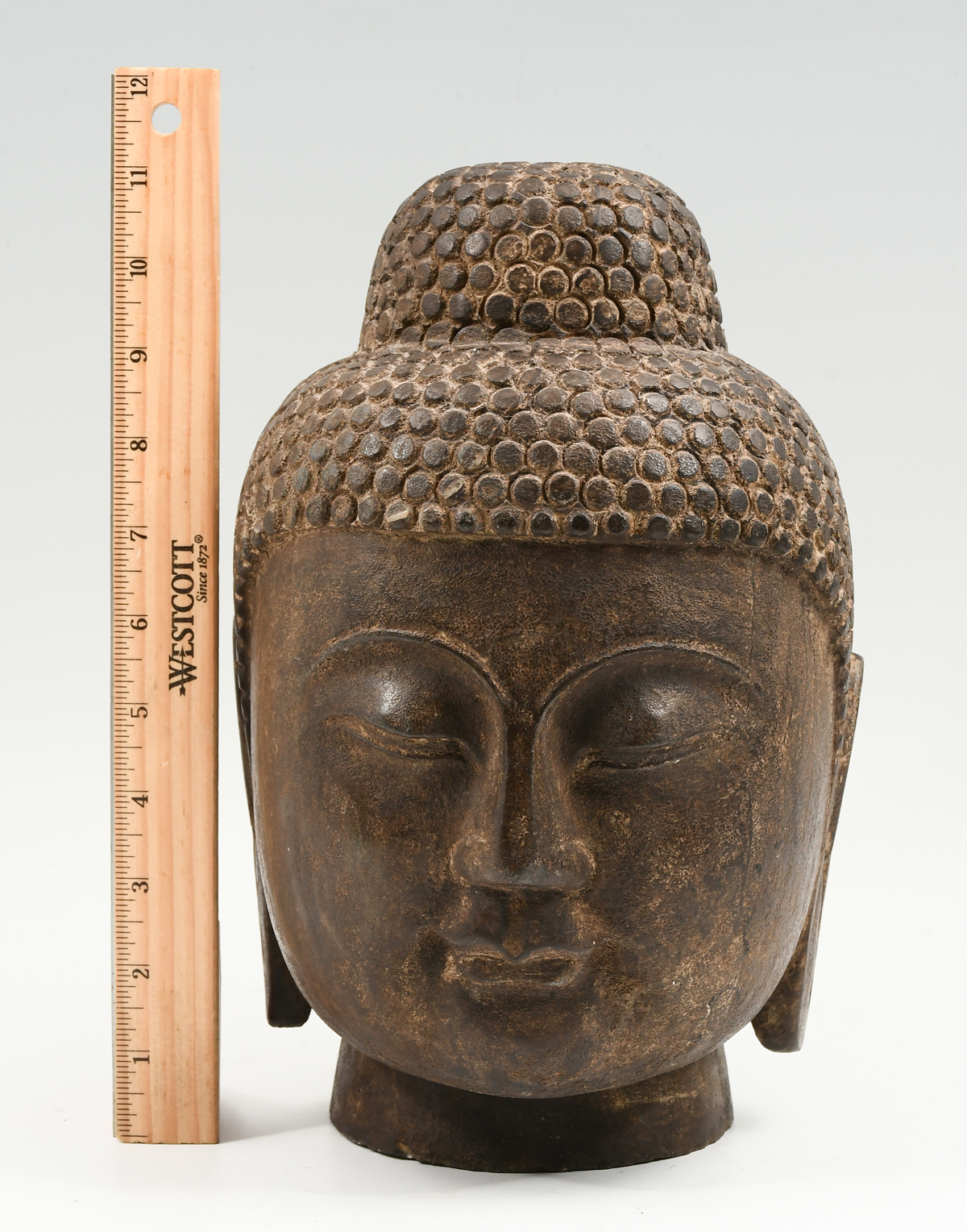 CARVED STONE BUDDHA HEAD: Carved