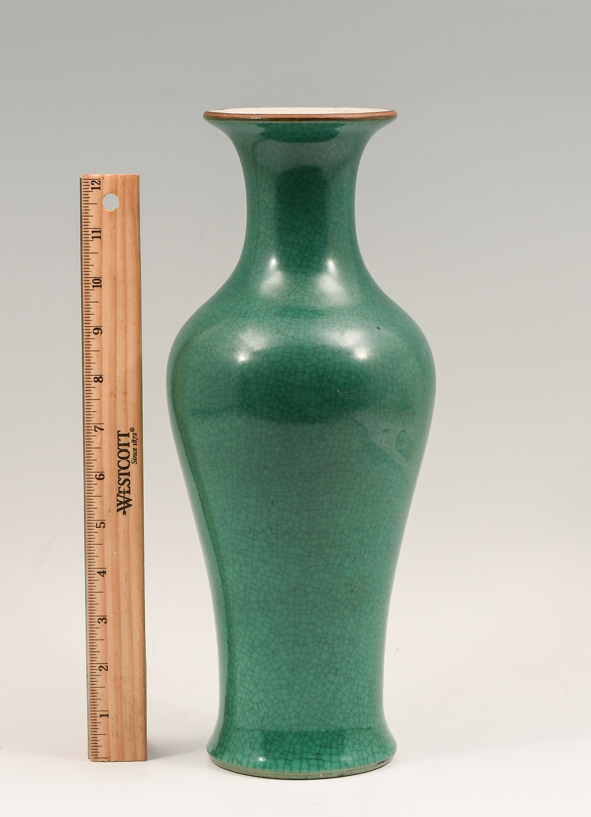 CHINESE GREEN GLAZED BALUSTER FORM