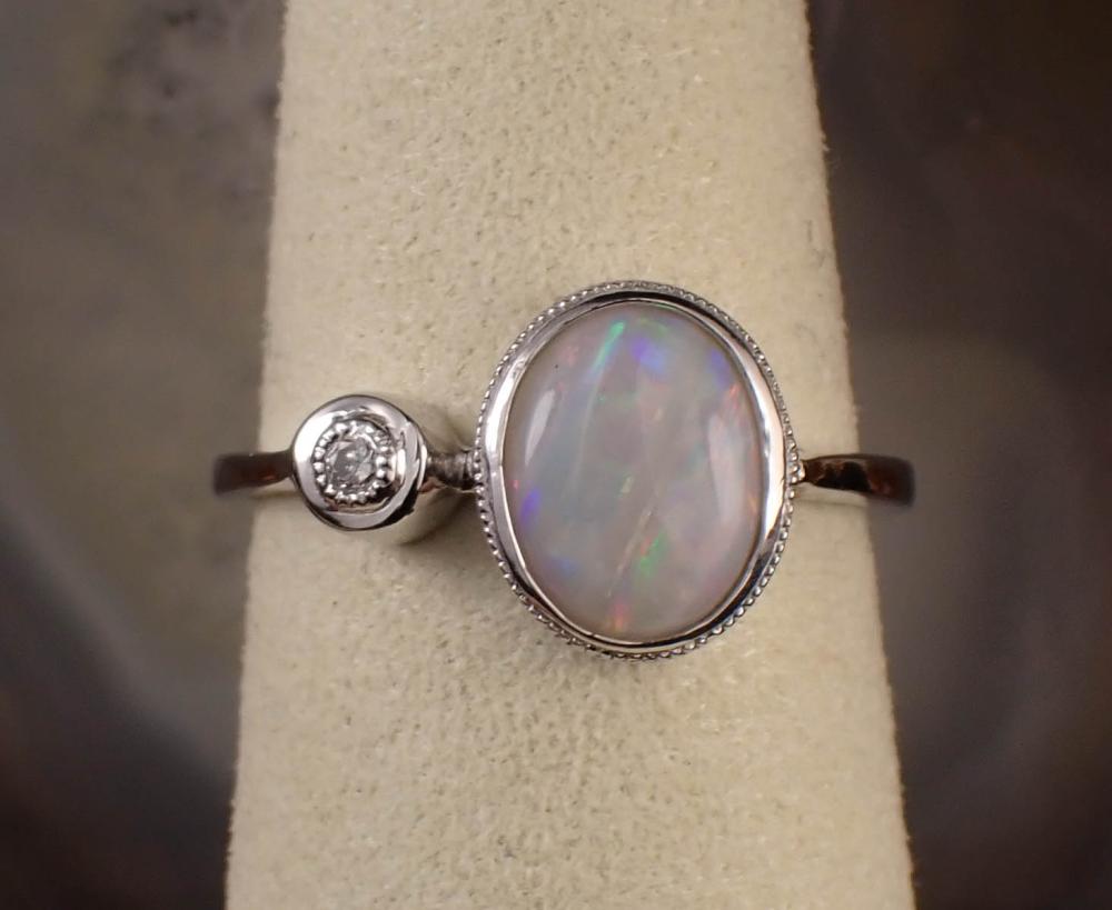 OPAL, DIAMOND AND FOURTEEN KARAT