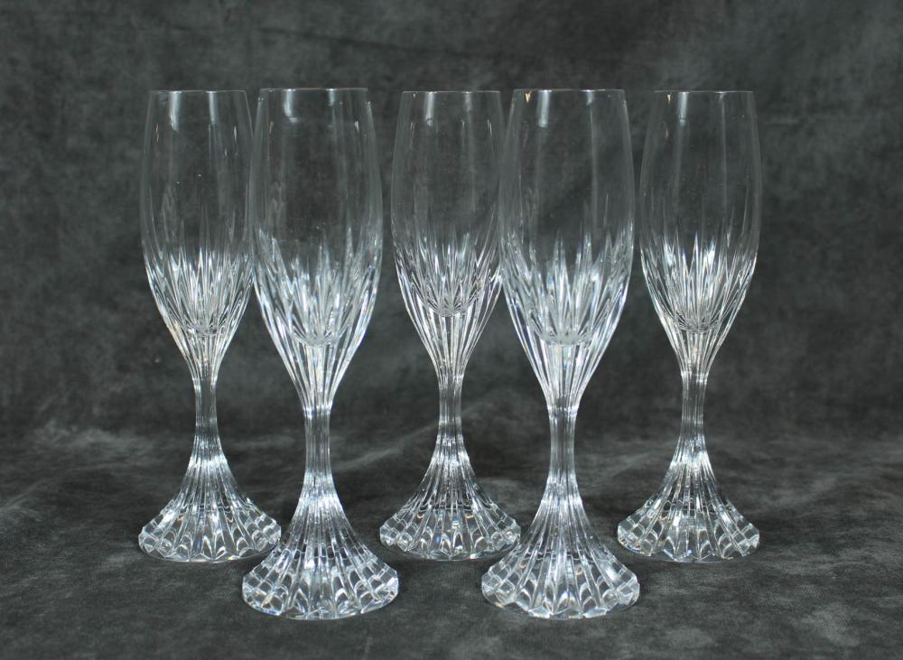 SET OF FIVE FRENCH CRYSTAL FLUTED