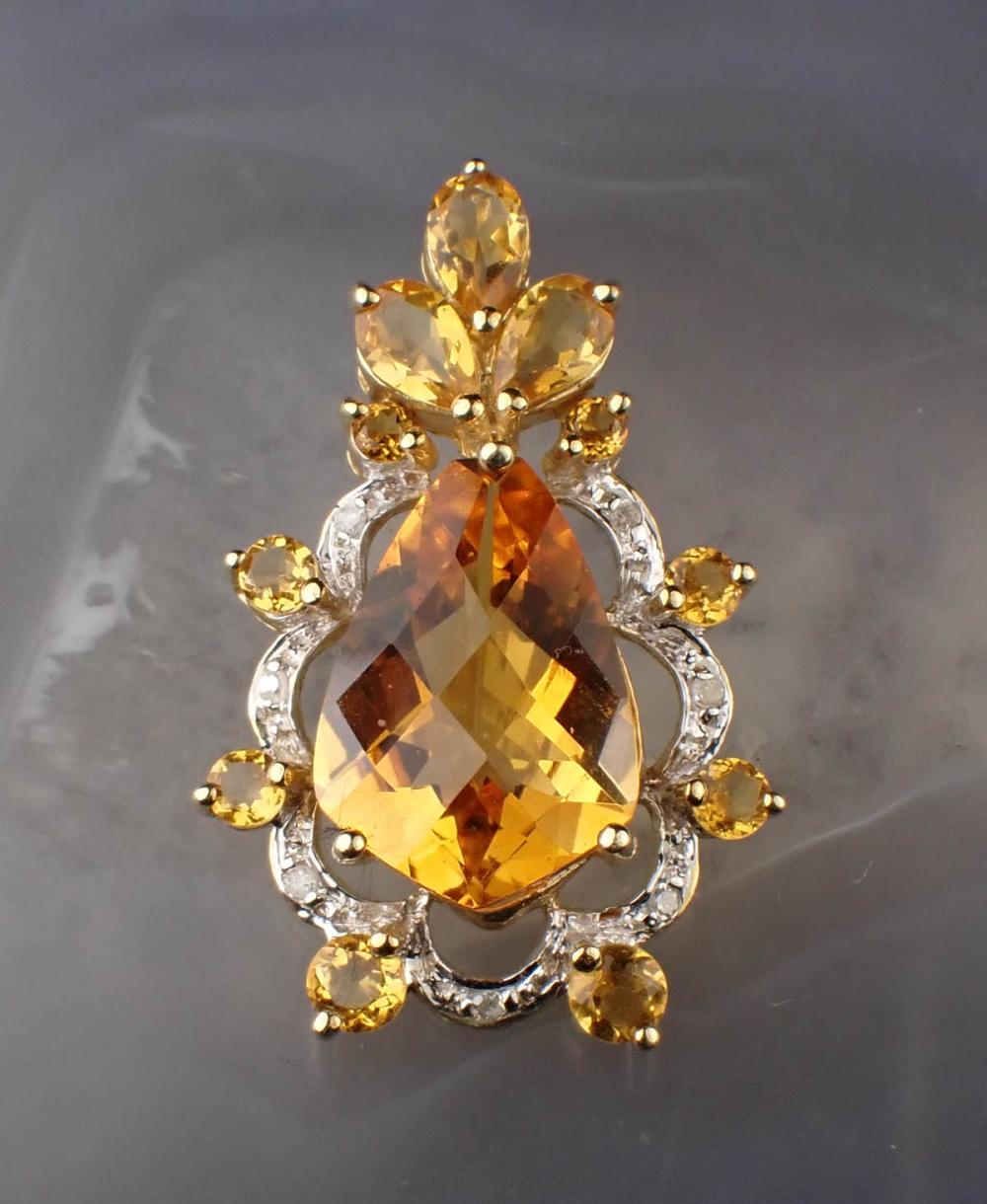 CITRINE, DIAMOND AND TWO-TONE GOLD