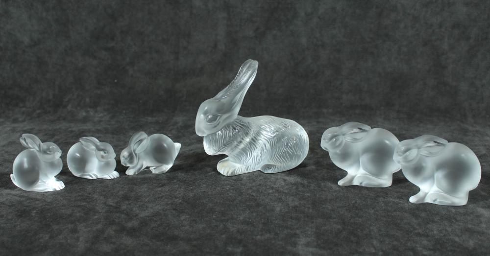SIX LALIQUE FROSTED GLASS RABBITSSIX 2ed569