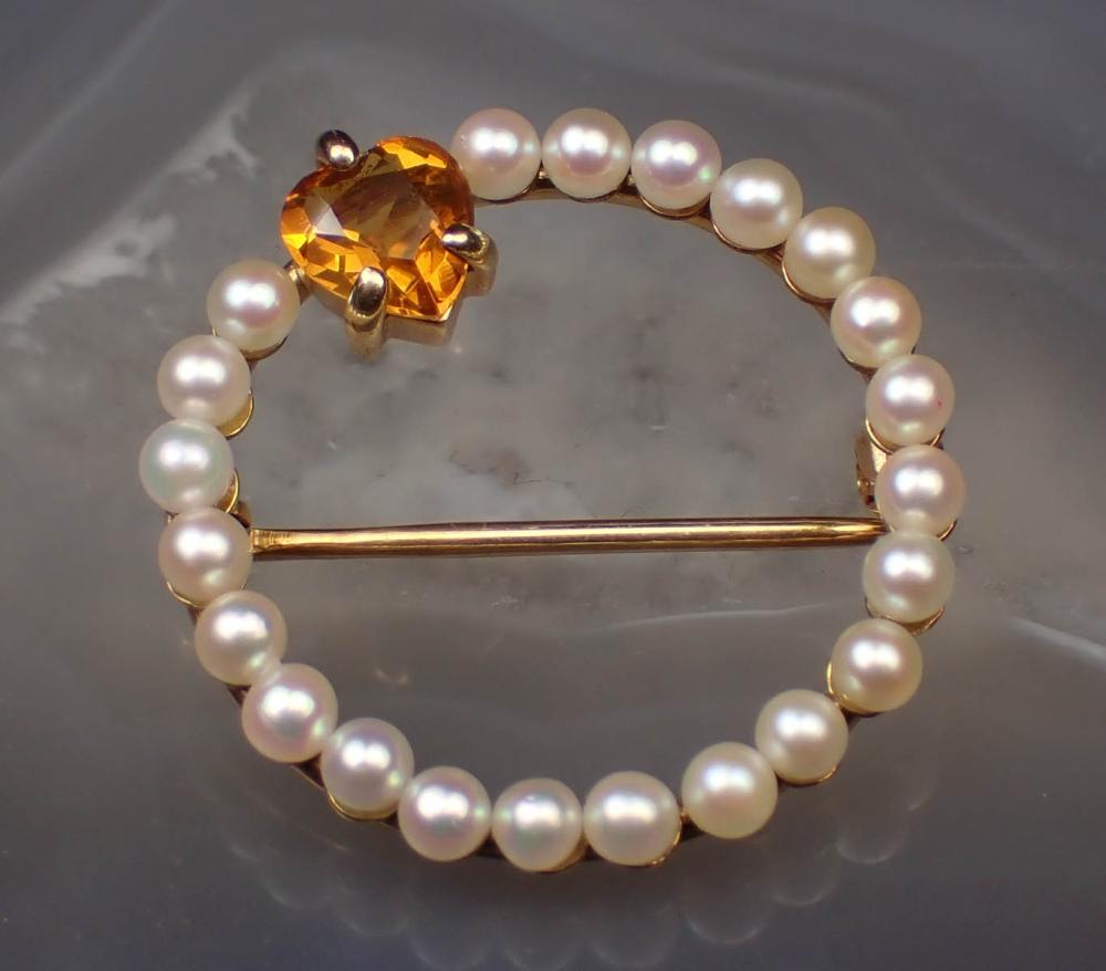 CITRINE SEED PEARL AND FOURTEEN 2ed563