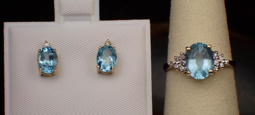 BLUE TOPAZ AND DIAMOND RING AND 2ed5ac