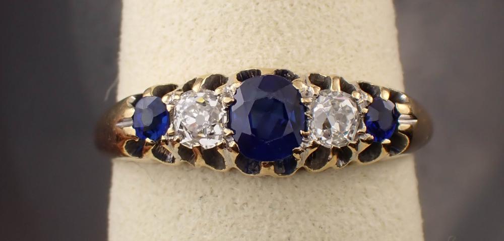 ANTIQUE DIAMOND, SAPPHIRE AND YELLOW