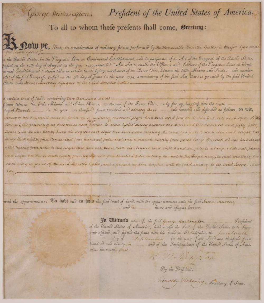 GEORGE WASHINGTON SIGNED LAND GRANTGEORGE 2ed5f4