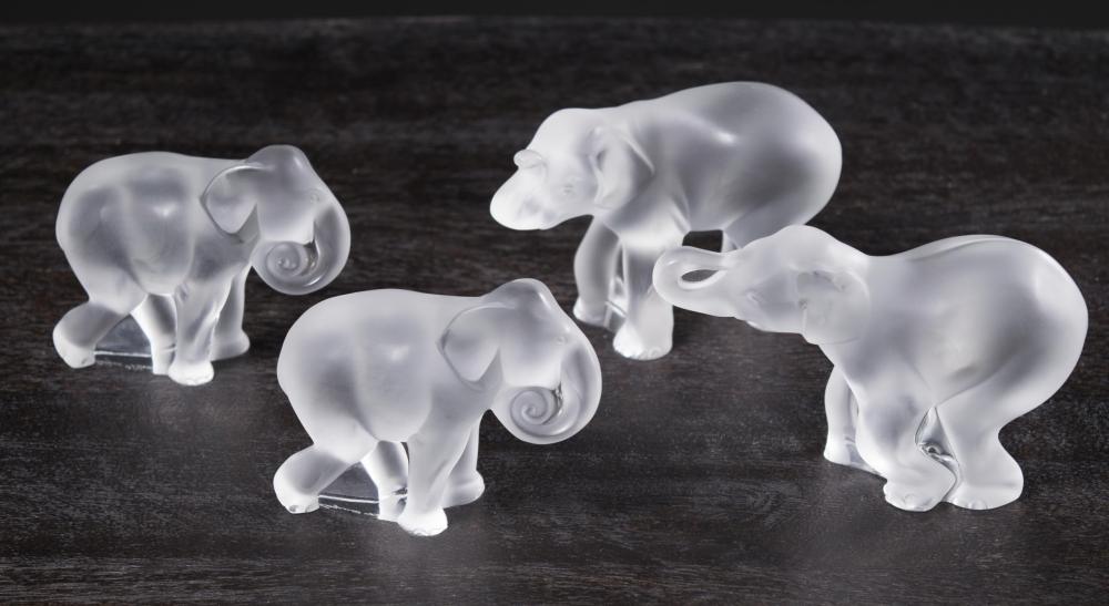FOUR LALIQUE FROSTED GLASS BABY