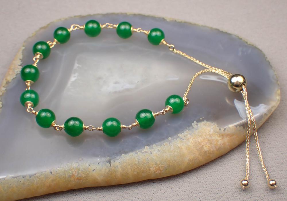 JADE AND YELLOW GOLD ADJUSTABLE LENGTH