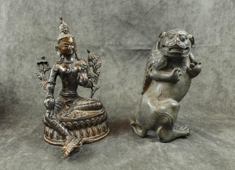 TWO FIGURAL ASIAN BRONZE SCULPTURESTWO 2ed629