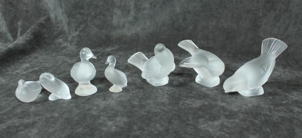 SEVEN LALIQUE FROSTED GLASS BIRDSSEVEN