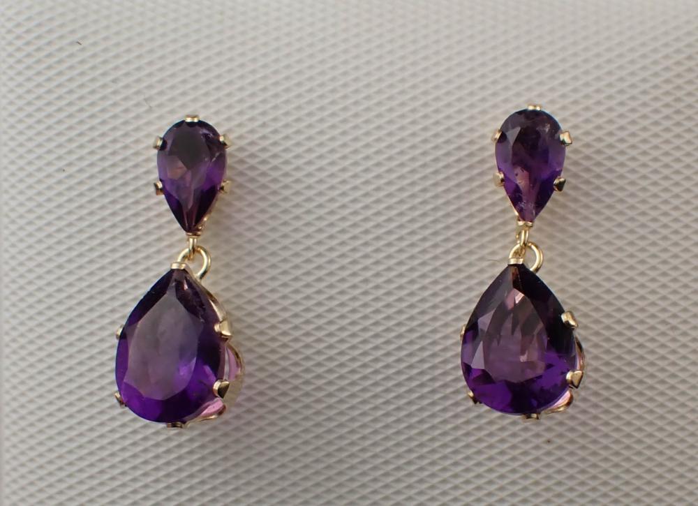 PAIR OF AMETHYST AND FOURTEEN KARAT