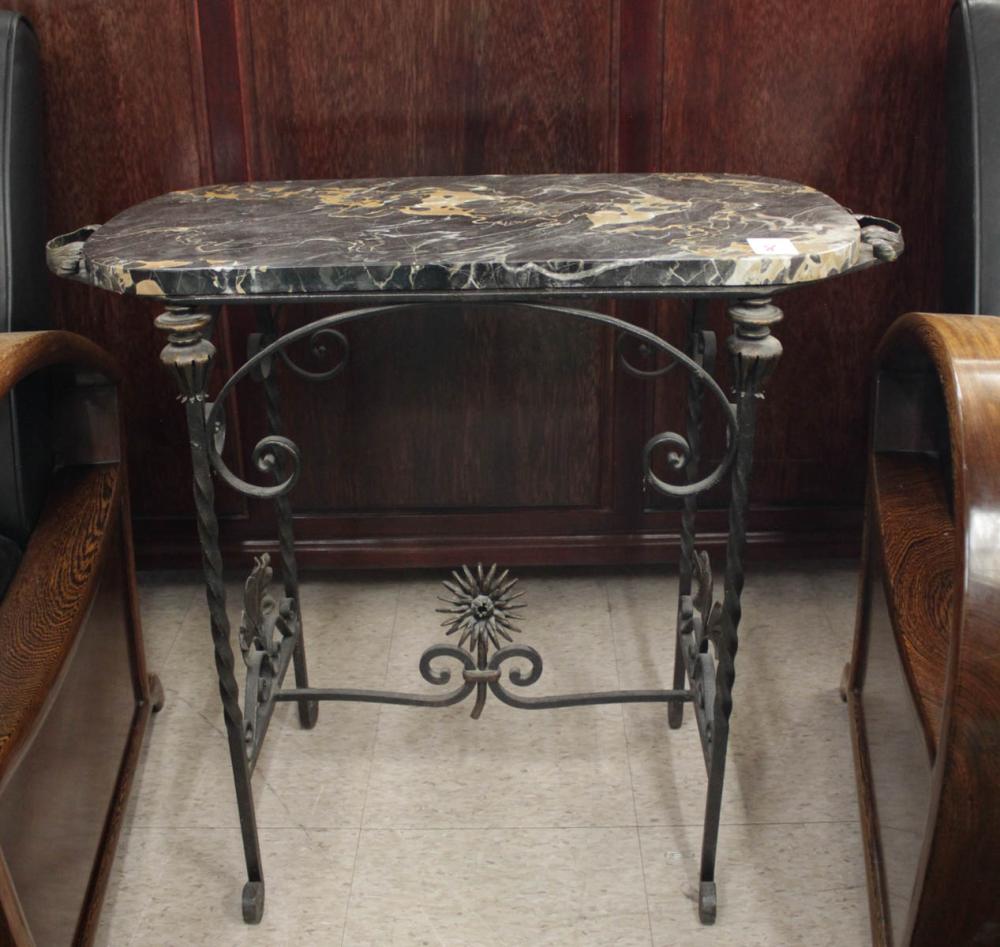 WROUGHT IRON SIDE TABLE WITH MARBLE 2ed660