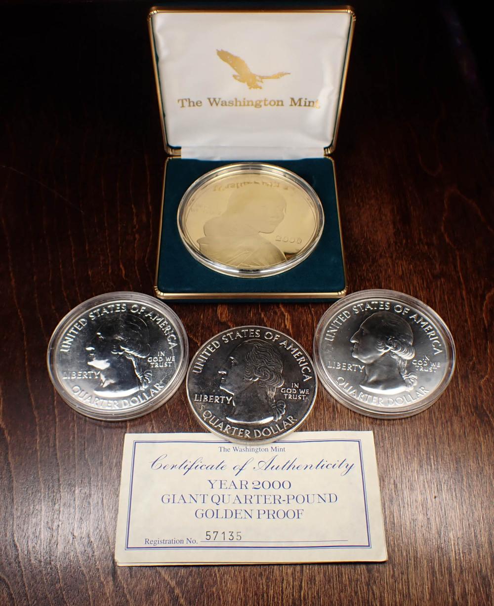 FOUR LARGE COMMEMORATIVE SILVER