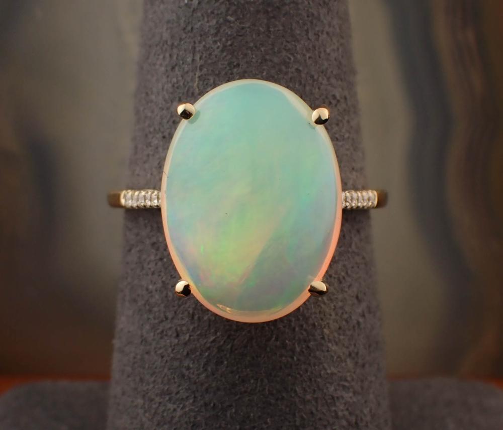 OPAL, DIAMOND AND FOURTEEN KARAT