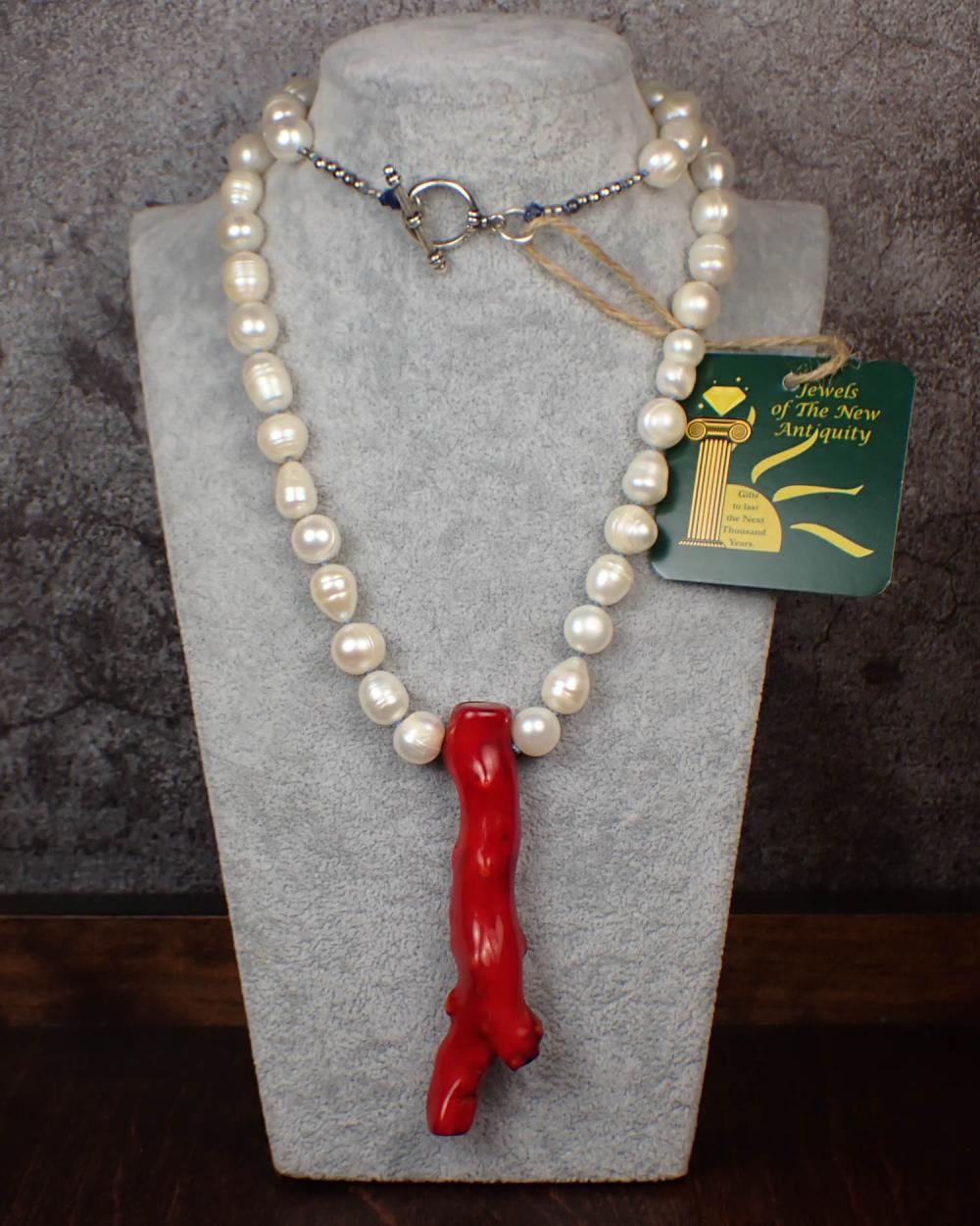 LARGE RED CORAL AND WHITE PEARL