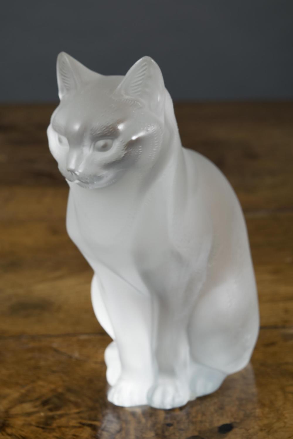 FRENCH LALIQUE FROSTED GLASS CATFRENCH