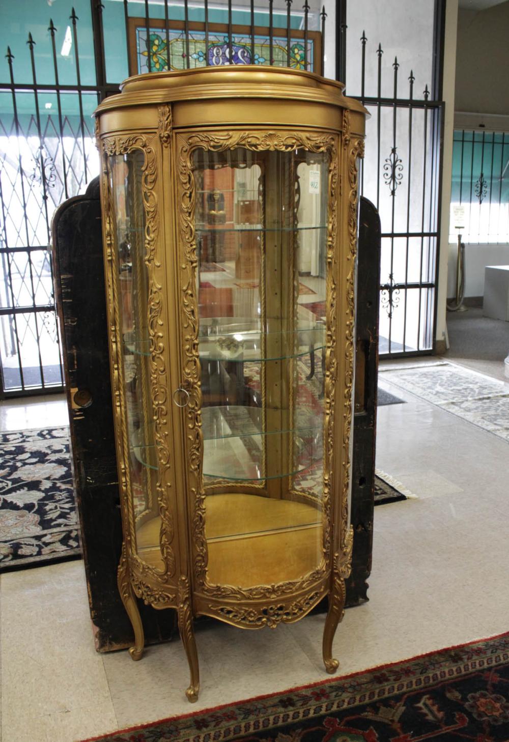 LOUIS XV STYLE GOLD PAINTED CURIO 2ed7a7