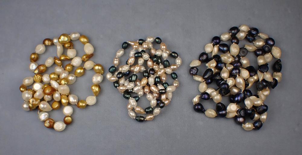THREE FRESHWATER PEARL NECKLACESTHREE