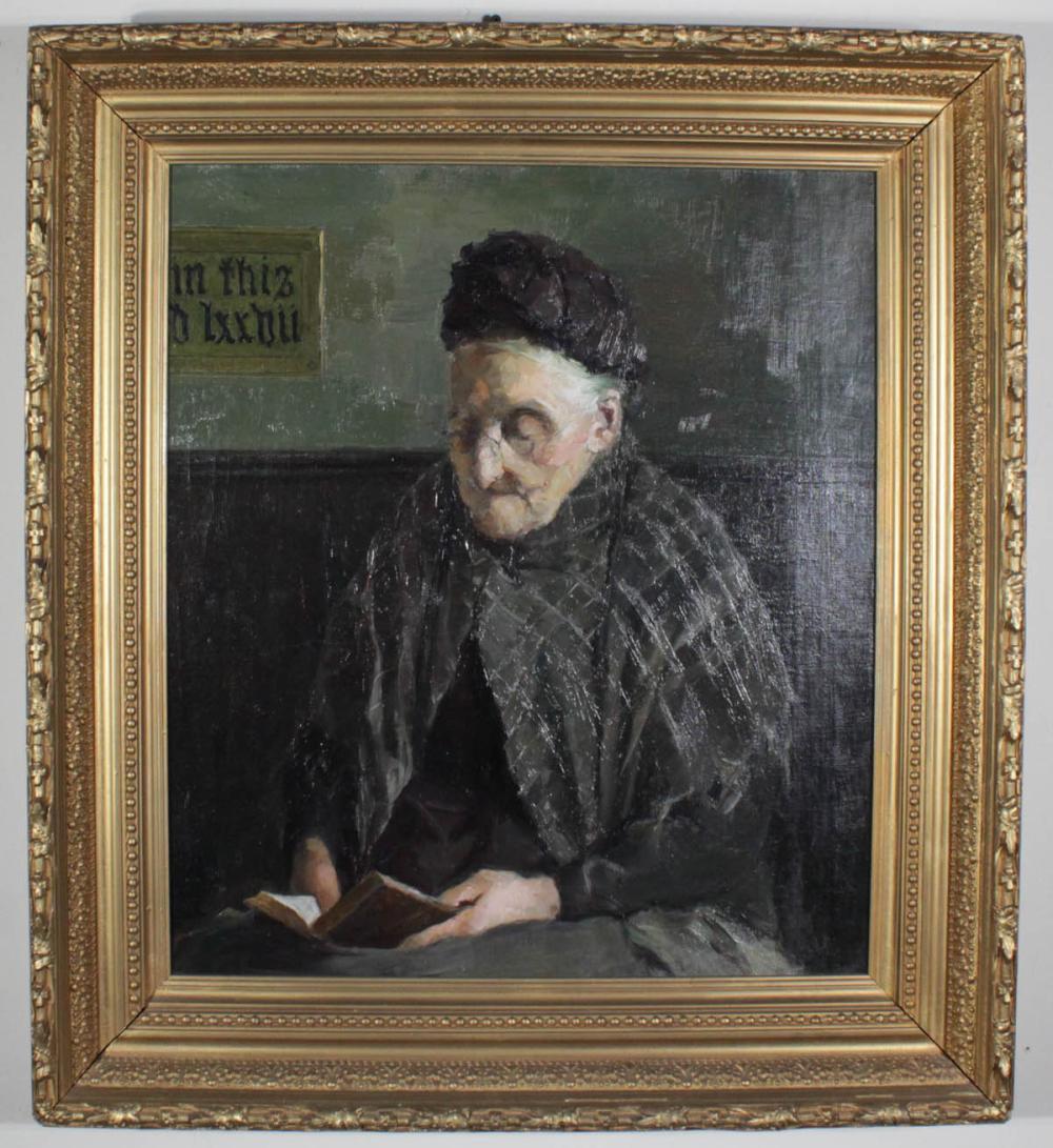 PORTRAIT OF AN ELDERLY WOMAN READINGPORTRAIT