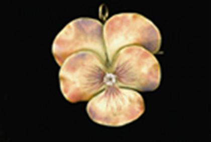 Gold and iridescent enamel pansy 4abbc