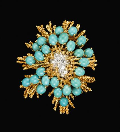 Yellow gold turquoise and diamond 4abcd