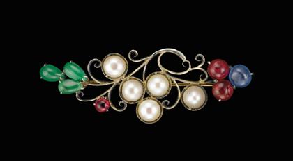 Multi gem set brooch White metal 4abd5