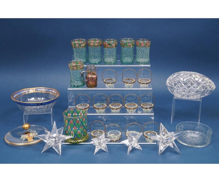 Grouping of painted glassware to