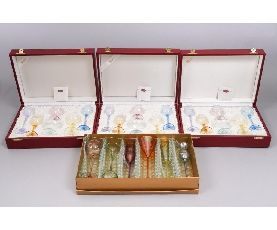 Three boxed sets of 6 cordial glasses