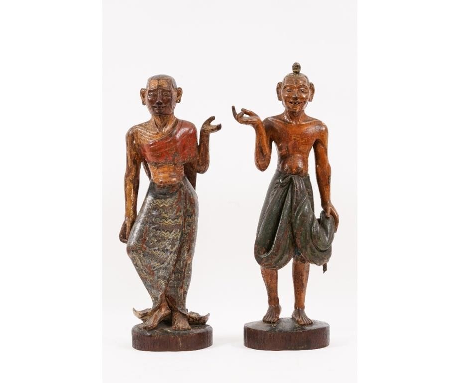 Pair of polychrome decorated carved