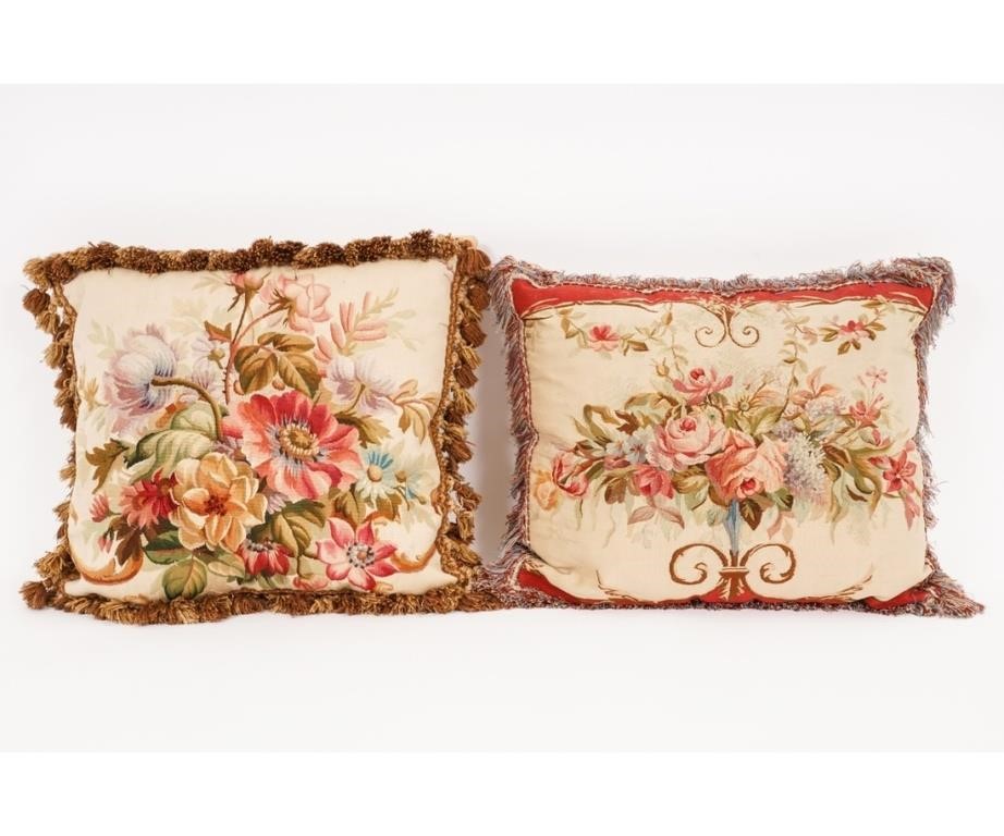 Two large French Aubusson cushions/pillows